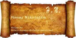 Havay Nikoletta névjegykártya